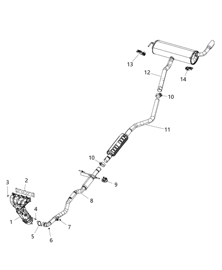 2015 Jeep Cherokee Exhaust Muffler And Tailpipe Diagram for 68109907AH