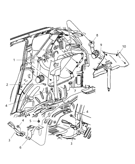 2007 Jeep Compass Rear Outer Seat Belt Right Diagram for YD72DK7AC