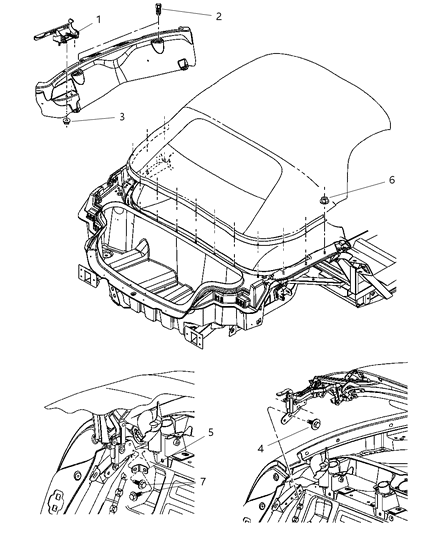 2008 Dodge Viper Folding Top - Attaching Parts Diagram