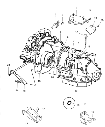 1998 Chrysler Sebring Transaxle Mounting & Miscellaneous Parts Diagram