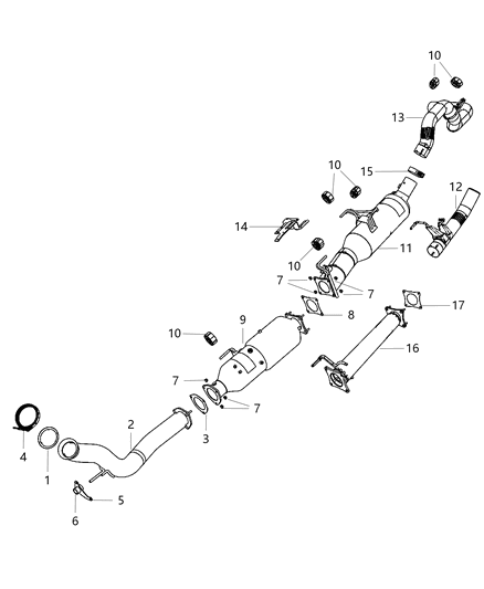 2012 Ram 4500 Exhaust Pipe And Converter Diagram for 52122429AG