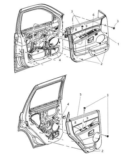 2007 Jeep Grand Cherokee Panel-Front Door Trim Diagram for 1EH131D5AA