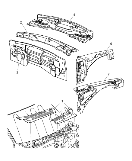 2005 Jeep Grand Cherokee Cover-COWL Grille Diagram for 55156853AD