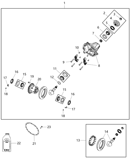 2020 Ram 4500 Differential Assembly, Rear Diagram