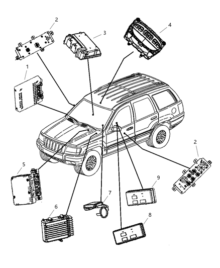 2001 Jeep Grand Cherokee Module Diagram for 56042493AF