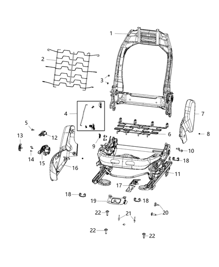 2021 Jeep Compass Adjusters, Recliners, Shields And Risers - Passenger Seat Diagram 2