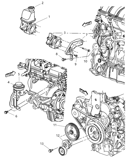 2003 Chrysler PT Cruiser STRUT-Power Steering Pump Diagram for 4891517AA
