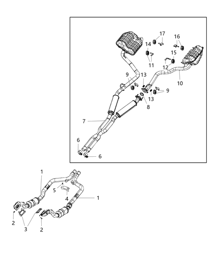 2019 Chrysler 300 Front Catalytic Converter And Pipe Diagram for 68276677AB