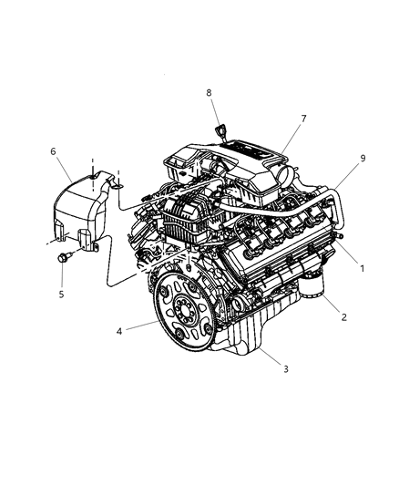 2006 Dodge Durango Engine Covers & Components Diagram 3