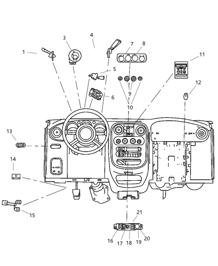 2001 Chrysler PT Cruiser Switches - Instrument Panel Diagram