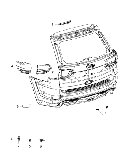 2019 Jeep Grand Cherokee Lamps - Rear Diagram