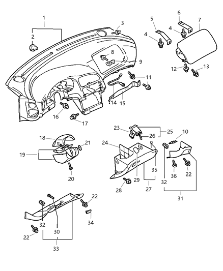 1999 Dodge Avenger Instrument Panel Diagram