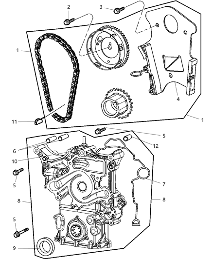 2006 Dodge Ram 1500 Timing Chain & Cover & Guides & Related Parts Diagram 3