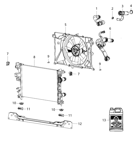 2021 Jeep Compass Radiator & Related Parts Diagram