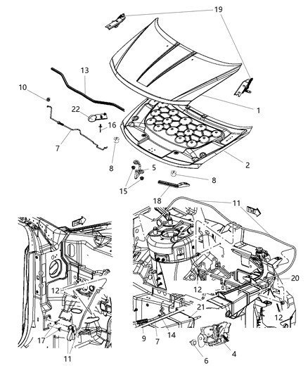 2011 Dodge Journey Release-Hood Latch Diagram for 5155803AC