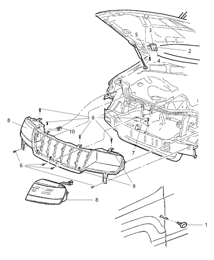 1999 Jeep Grand Cherokee Lamp - Front End Diagram