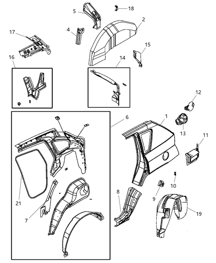 2007 Jeep Compass Panel-TAILLAMP Mounting Diagram for 5074895AB