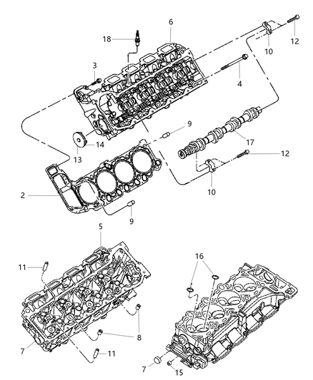 2009 Dodge Dakota Cylinder Head & Cover Diagram 4