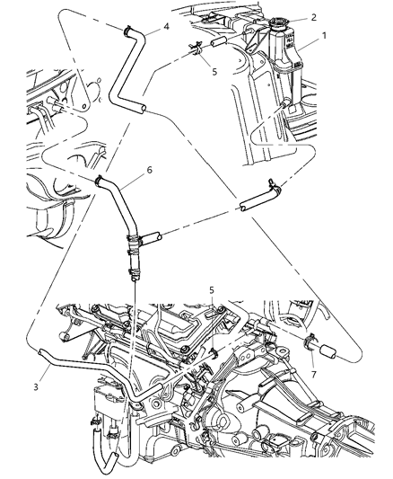 2007 Chrysler 300 Coolant Recovery System Heater Plumbing Diagram 2