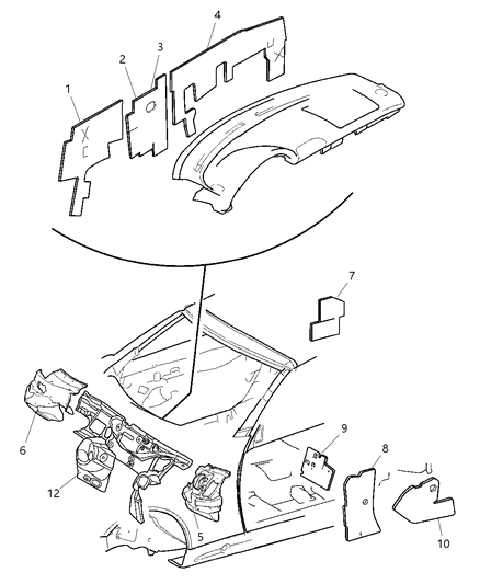 2007 Chrysler Crossfire Tape-A-Pillar FLANGE Diagram for 5170472AA