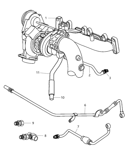 2003 Dodge Neon Oil Feed & Water Lines Diagram
