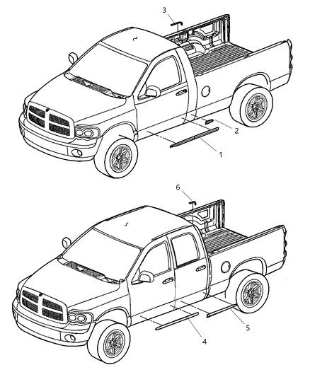 2006 Dodge Ram 3500 Moldings & Ornamentation Diagram