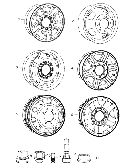 2011 Ram 3500 Aluminum Wheel Diagram for 68081777AA