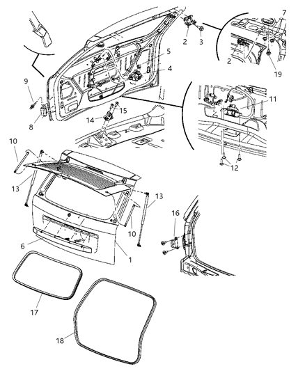 2008 Jeep Grand Cherokee WEATHERSTRIP-LIFTGATE Diagram for 55394782AI