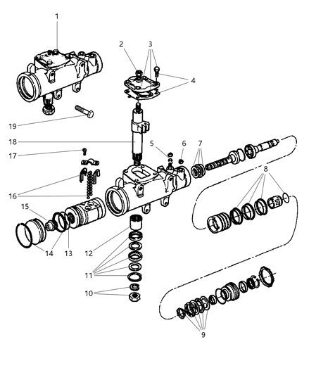 2001 Dodge Ram 2500 Power Steering Gear Diagram for 52113611AG