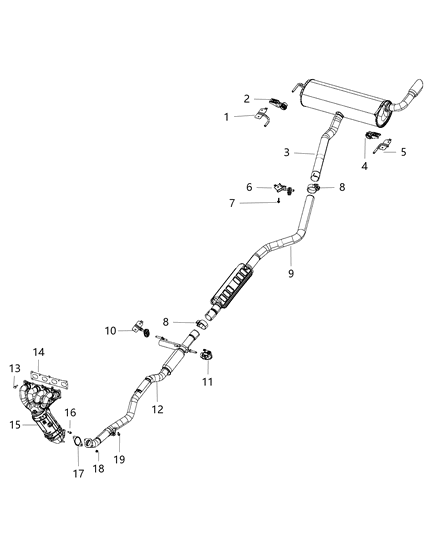 2014 Jeep Cherokee Front Exhaust Pipe Diagram for 68172259AB