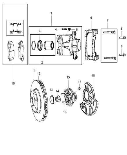 2005 Dodge Magnum Front Disc Brake Contains Pads And Slippers Pad Kit Diagram for BHKH5765