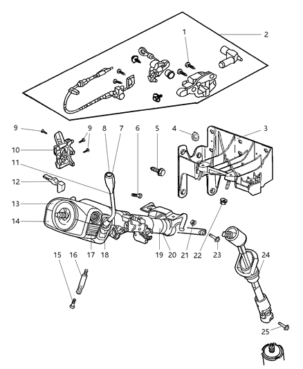 1998 Dodge Ram Wagon Lock Ring GEARSHIFT Lever Diagram for 5010439AA