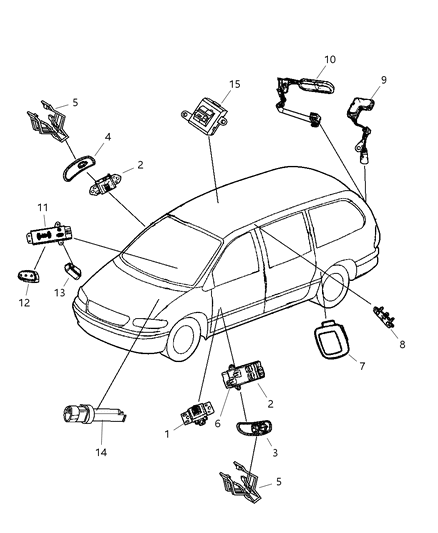 2005 Chrysler Town & Country Switch-LIFTGATE Latch Diagram for 5080529AB