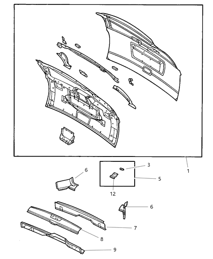 2003 Chrysler Town & Country Liftgate Hinge Diagram for 4860294AC