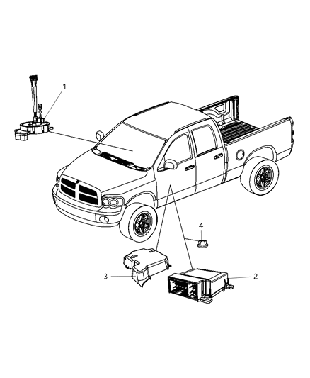 2008 Dodge Ram 4500 Air Bag Modules Sensors & Clock Springs Diagram