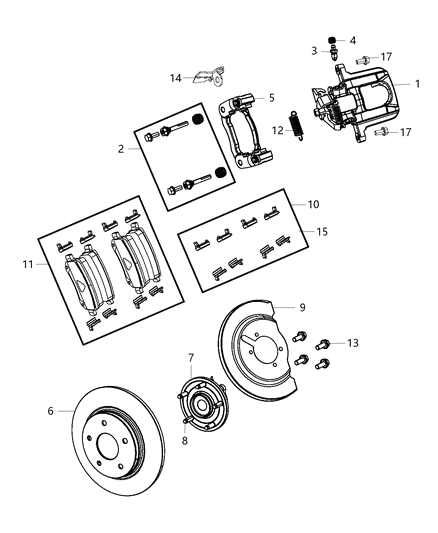 2014 Chrysler Town & Country Rear Disc Brake Pad Diagram for 2AMV4239AA