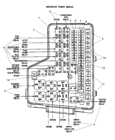 2004 Dodge Ram 2500 Cover-Power Distribution Center Diagram for 5029731AA