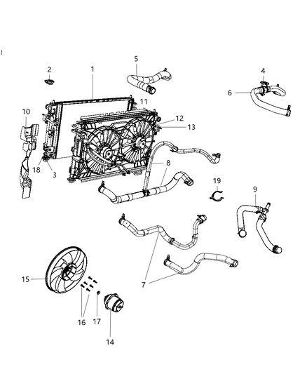 2008 Chrysler Sebring Radiator & Related Parts Diagram