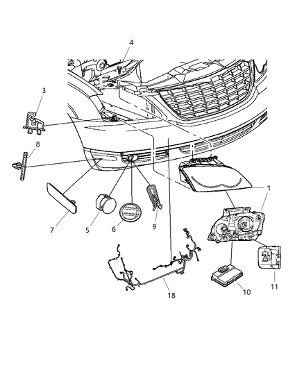 2006 Chrysler Pacifica Passenger Side Headlight Assembly Diagram for 4857850AE
