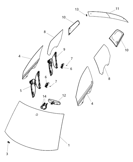 2011 Dodge Journey Windshield-Shipping Assembly - 30 Lite Diagram for 68140073AA