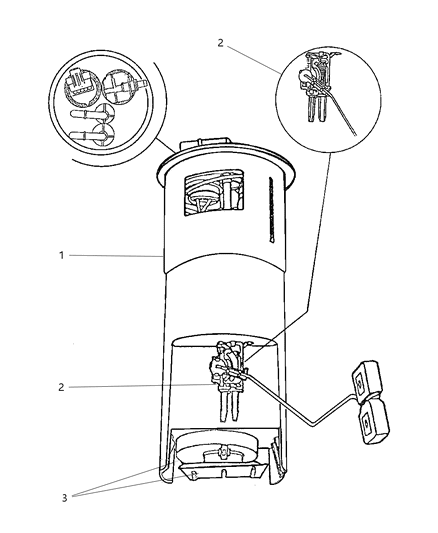 2001 Chrysler Prowler Fuel Gauge Tank Float Level Sending Unit Diagram for 4886457AA