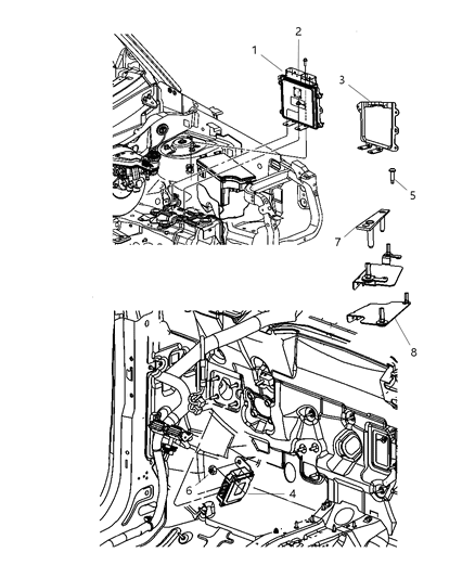 2010 Dodge Caliber Bracket-Engine Control Module Diagram for 5033295AB