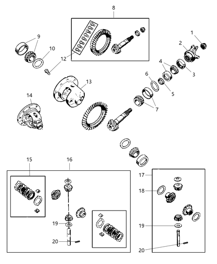 2006 Jeep Wrangler SHIM-Differential Bearing Diagram for 5017304AA