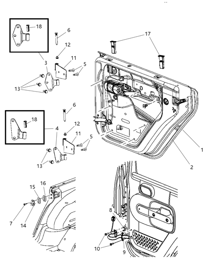 2014 Jeep Wrangler Rear Door - Shell & Hinges Diagram 2