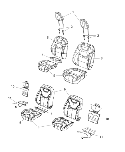 2016 Jeep Cherokee HEADREST-Front Diagram for 1WD42DX9AB