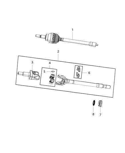 2021 Jeep Gladiator Axle Shaft Left Diagram for 68477492AA
