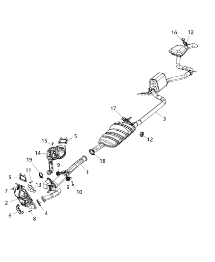 2017 Chrysler Pacifica Exhaust Crossover Pipe Diagram for 68187968AD