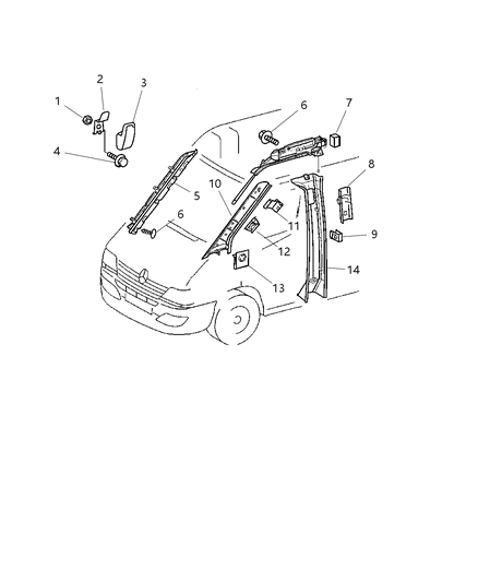 2006 Dodge Sprinter 2500 Cover-Seat Belt Guide Diagram for 5104275AA