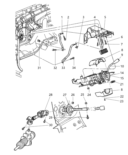 2002 Dodge Dakota Column-Steering Diagram for 4690664AD