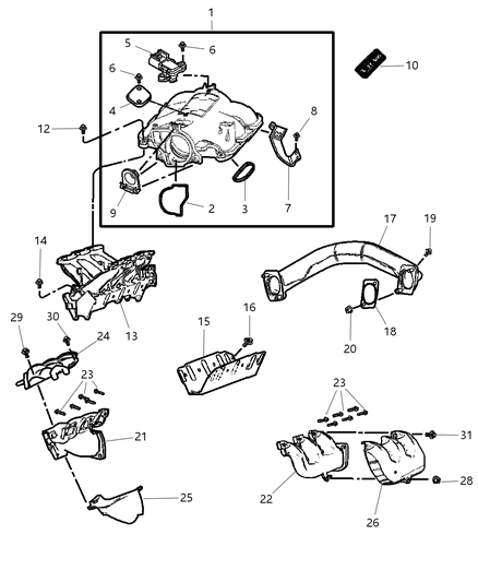 2003 Chrysler Town & Country Manifolds - Intake & Exhaust Diagram 2